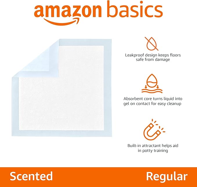Amazon Basics Scented Dog Pee Pads for Potty Training, Regular,30 Pack