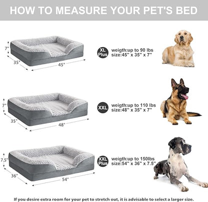 Orthopedic Dog Bed for Extra Large Dogs, Egg Crate Foam Bed for Extra Large Dogs, Equipped with Removable Waterproof Pillow Cover and Anti-Slip Bottom, Pet Bed