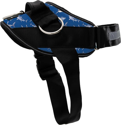 ShawnCo Essential Dog Harness, No-Pull Pet Vest with 3 Leash Clips, No Choke, Reflective, Adjustable and Padded, for Easy Walking and Training for Small, Medium and Large Dogs (White Sharks, L)