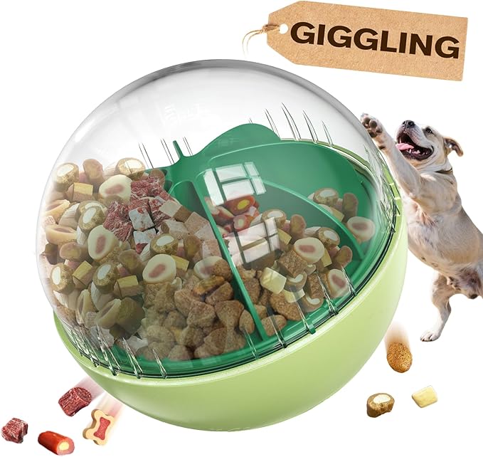 KADTC Extra-Large Size Durable Dog Treat Dispenser - Giggle Ball for Aggressive Chewers Breed Dogs Giggling Balls Indestructible Food Dispensing Toy Interactive Play Indoor & Outdoor