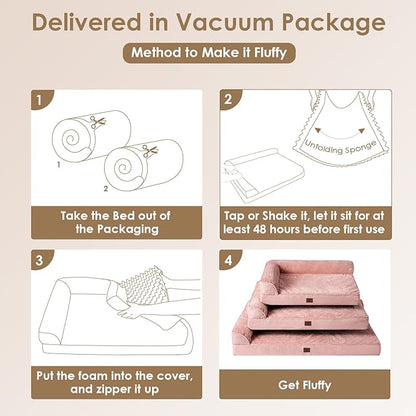 EHEYCIGA XL Dog Bed Memory Foam for Crate, Extra Large Dog Bed Orthopedic with Washable Removable Cover, Waterproof Pet Sofa Couch XLarge Size Dogs, 41x27x6.5, Pink