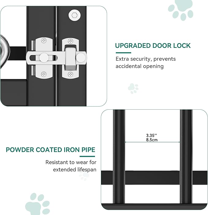 YITAHOME Outdoor Dog Enclosure with Rotating Feeder Bowls, 4'L x 4'W x 5'H Outside Dog Kennel with Roof, Heavy Duty Dog Cage for Small Medium Dogs