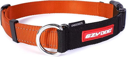EzyDog Checkmate Martingale Collar for Dogs – Premium Nylon Training Dog Collar for Easy Control with no Choking (Medium, Orange)