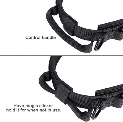 EXCELLENT ELITE SPANKER Tactical Dog Collar Nylon Adjustable Training Collar Military Dog Collar Heavy Duty Metal Buckle with Control Handle for Medium and Large Dogs with Patches(Black-XL).