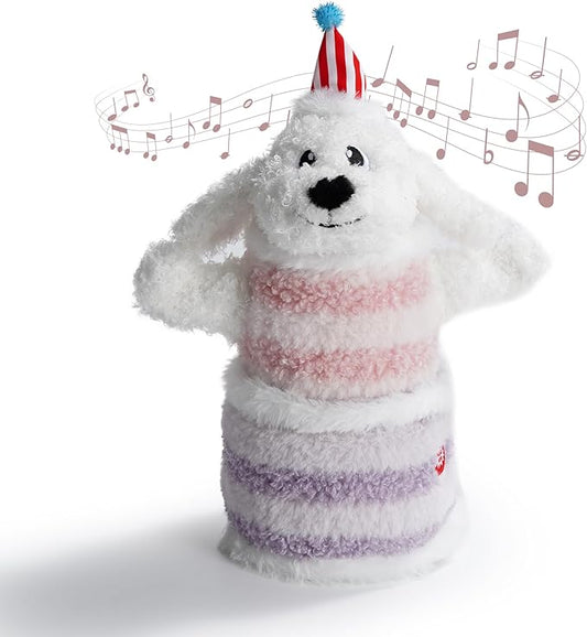 Fuzzwoof Birthday Cake Dog Toy, Singing and Dancing Birthday Songs, Interactive Dog Toys, Plush Stuffed Puppy Toys with Echo Function Feature, Happy Birthday Gift for Dogs