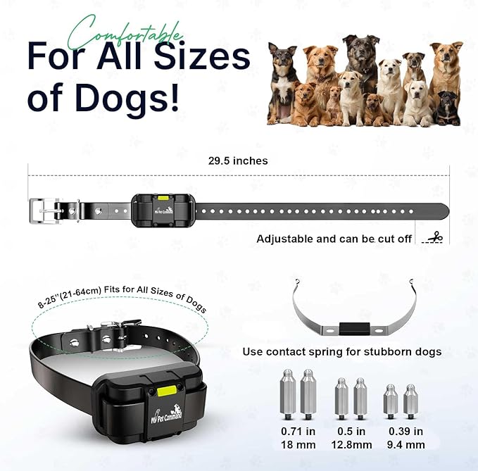My Pet Command Long Range Dog Training Collar with Remote 1 Mile/5280 Ft, Safe Shock, Vibrate, Tone, Flashing Beacon Lights, Rechargeable Waterproof Remote Device, add up to 2 Collars. 2 Collar Pack