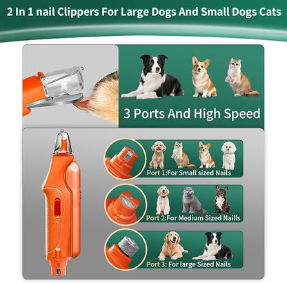 CATPICK 2-in-1 Cat Nail Clippers & Dog Nail Clippers Trimmers for Large Medium Small Dogs Cats Claw Trimmer Quick Sensor and Safety Guard USB Rechargeable with 2 LED Lights Dogs Nail Trimmer