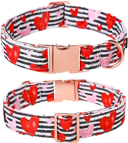 Lionet Paws Valentines Dog Collar with Bowtie, Dog Sailor Bow Collar with Metal Buckle for Dogs, Adjustable Comfortable Dogs Collars Girl, XS, Neck 8-12 in