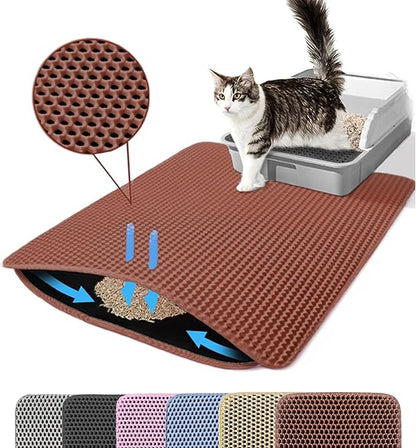 Petinstinct Extra Large Cat Litter Mat, 30x22 Inches Honeycomb Double Layer Cat Litter Trapping Mat, Non Slip Waterproof Urine Proof Large Kitty Litter Box Mat for Floor, Kitten Supplies, XL, Brown