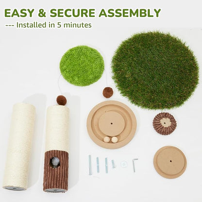 Woochpet 34inches Tall Cat Scratching Post with Cat Ball Track Toy Heavy Duty and Thicker Large Diameter Natural Sisal Cat Scratcher Post for Indoor Cats Protect Your Furniture