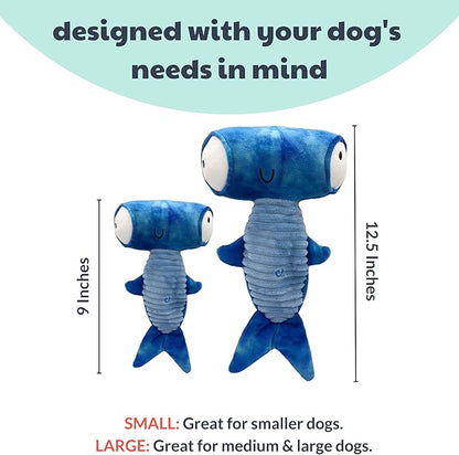 Huxley & Kent Slappies for Dogs | Jack Hammerhead (Small) | Squeak & Shake Dog Toy | No Stuff Squeaky Toy, TPR Ball in Head | Simulates Hunting Nature for Dogs