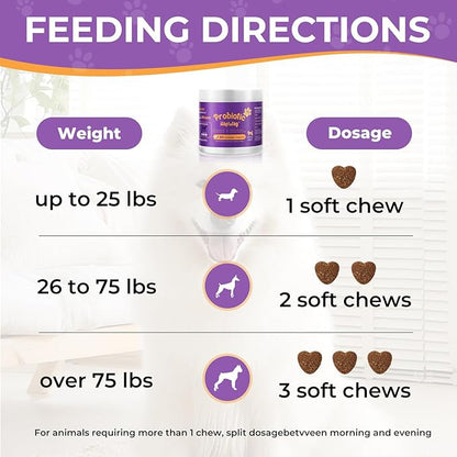 Probiotics for All Breeds and Ages Dogs, Support Gut Digestive Health, Anti Diarrhea, Constipation Relief, No More Allergies, Dog Supplements - Pork Flavor - 90 Soft Chews