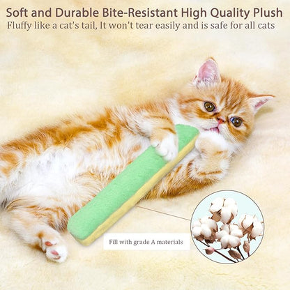 Retro Shaw Refillable Cat Toys 3Pcs with Natural Catnip and Crinkle Sound, Interactive Soft Pillow Kicker Toys for Boredom Relief & Safe Teeth Cleaning, Fun for Indoor Cats Kittens