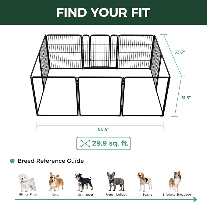 FXW Acrylic & Wire Mesh Indoor Dog Playpen, Heavy Duty 32 Inch 10 Panels Metal Dog Pen for Small and Medium Dogs, Black│Patented