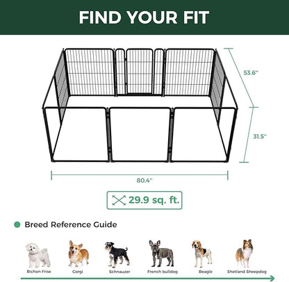 FXW Acrylic & Wire Mesh Indoor Dog Playpen, Heavy Duty 32 Inch 10 Panels Metal Dog Pen for Small and Medium Dogs, Black│Patented