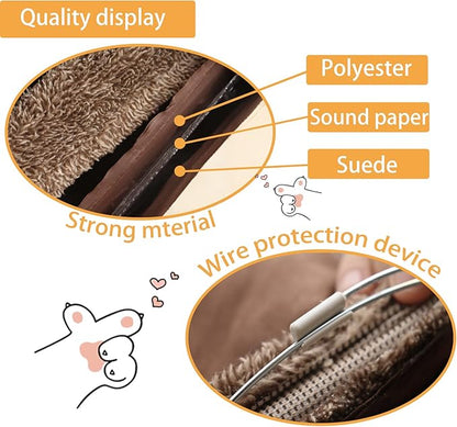 Terunat Cat Tunnel for Indoor Cats, 51×12 inch Foldable Big Cat Tunnel, Brown Suede Pet Tunnels with Two Peepholes and a Bubble Ball