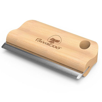 Pawaboo Deshedding Brush for Dogs & Cats, Dog Hair Removal Comb with Ergonomic Gripping, Wooden Grooming Shedding Brush for Long Hair Dogs and Cats, Hangable Pet Cleaning Comb Supplies