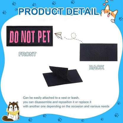2 PCS Service Dog Patches with Removable Tactical Hook Loop Embroidered in Training Patch Do Not Pet Working Dog Patch for Vest Harnesses Collars Leashes