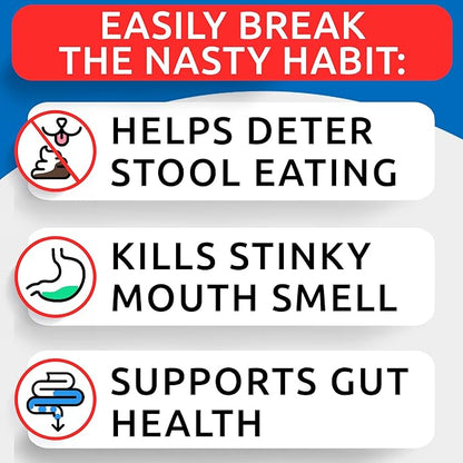 No Poo Chews for Dogs - Stool & Coprophagia Deterrent w/Probiotics, Digestive Enzymes & Breath Aid Support - Stop Dog Poop Eating - Made in USA (180Ct)