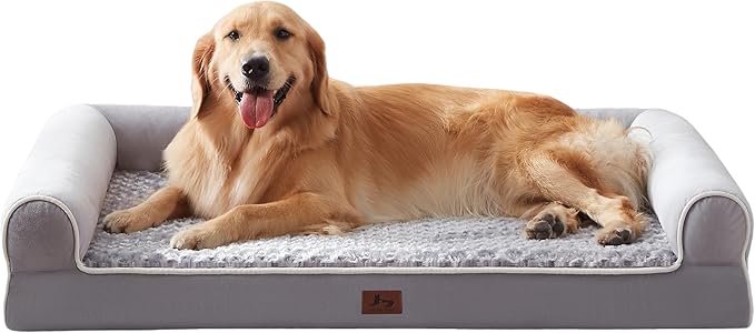 Warmrest Large Dog Beds Large Sized Dogs 48x35x8 Inch, Orthopedic XXL XL Dog Bed for Medium Size Dogs, Big Waterproof Couch Sofa with Removable Washable Cover for Pet, Light Grey