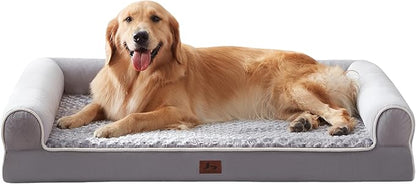 Warmrest Large Dog Beds Large Sized Dogs 48x35x8 Inch, Orthopedic XXL XL Dog Bed for Medium Size Dogs, Big Waterproof Couch Sofa with Removable Washable Cover for Pet, Light Grey