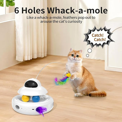 MOHAYA Interactive Cat Toys for Indoor Cats,4-in-1 Automatic Kitten Toy,Motion Activated Electronic Fluttering Butterfly,Track Balls, Moving Feather Toys for All Breeds,USB Rechargeable
