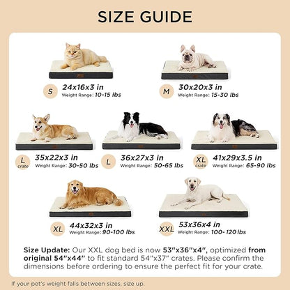 Bedsure Giant Dog Bed for Jumbo Dogs - 53" x 36" Flat Pet Beds with Removable Washable Cover, Orthopedic Egg Crate Foam Mat for Long-Bodied Pets Up to 120 lbs