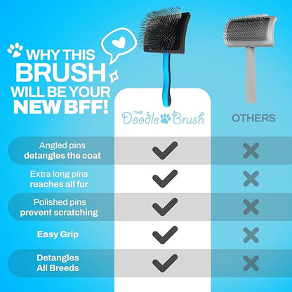 The Doodle Brush, Slicker Brush for Dogs Detangler, Poodle Pin Dematting Dog Hair Brushes, Extra Long Pin Slicker for Goldendoodle, Cockapoo, Cavapoo, Tangle-Free Grooming Shiny Coat Pet Brushes