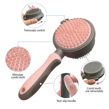Pet Grooming Deshedding Brush for Dogs and Cats with Easy Clean Button, Professional Hair Removal Tool with Massage Tips,Easy Clean and Bath massage