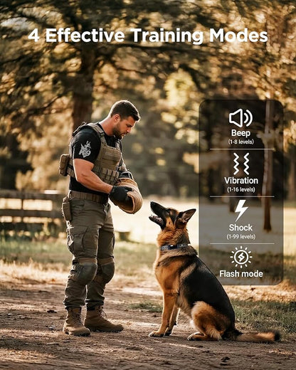 BLACKDOG Military Dog Shock Collar - 4200ft Dog Training Collar with Remote, 4 Training Modes, Flashlight & Strobe, 3-Month Battery, IP67 Waterproof Dog E Collar for All Breeds 5-150lbs (Dark Blue)