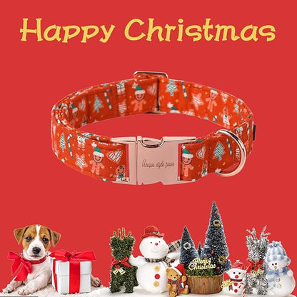 Unique style paws Dog Collar Metal Buckle Collar for Winter Christmas Gingerbread for Small Medium Large Boys Girls Dogs