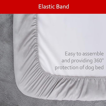 Waterproof Dog Bed Covers Replacement Washable Pet Hair Easy to Remove, Noiseless Quilted Puppy Pet Bed Cover Lovely Grey Star Print 44x54 Inches, for Dog/Cat, Cover Only
