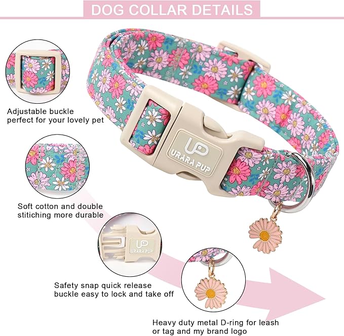 UP URARA PUP 4th of July Dog Collar–American Flag Dog Collars,Patriotic Stars & Baseball Pet Collar with Quick Release,Adjustable for Small/Medium Dogs