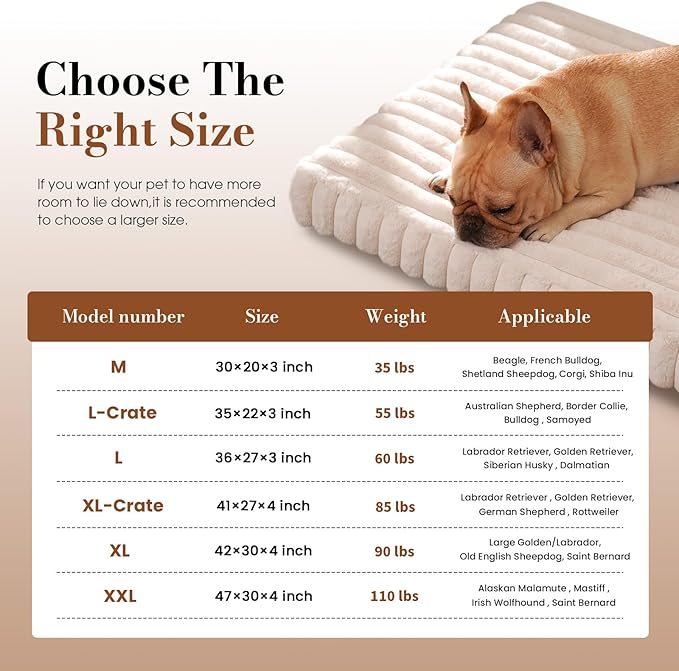 Cozila Extra Large Dog Bed for Crate, Orthopedic Dog Bed with Waterproof Lining, Soft Short Plush Surface & Egg Crate Foam, Machine Washable Pet Bed with Removable Cover & Anti Slip Bottom