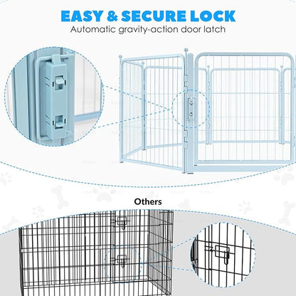 FreePet Dog Playpen for Indoor, Yard, RV Camping, 24 inch 8 Panels for Small and Puppy Dogs, Black│Patented (Blue, 24 inch, 8 Panels)