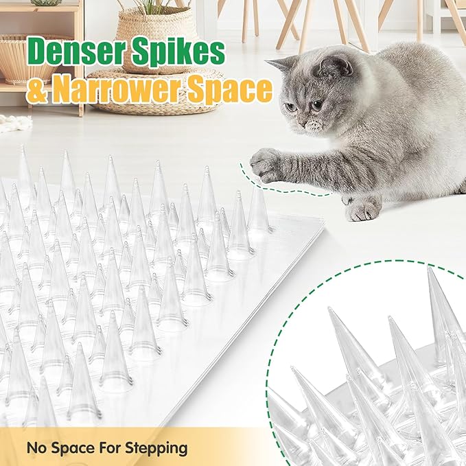 Zipcase 8 Pack Scat Mat for Cats - 13 x 16 in Updated Dual Length Cat Deterrent Mat with Narrower & Denser Spikes, More Effective for Indoor & Outdoor Cat Repellent Fence Covers 12 Sq.ft (1728 Sq.in)