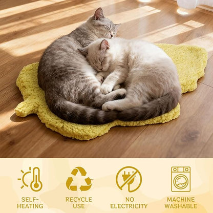 BrightRow 3 Pack Self Warming Pet Bed Leaf Shape Self Heating Cat Dog Mat Washable Thermal Sleeping Pad for Indoor Outdoor Hedgehog, Bunny, Sugar Glider, Rat, Chinchilla(Light Yellow,Small-16 x20)