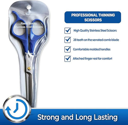 PET MAGASIN Professional Dog Grooming Scissors Set - Curved Thinning Shears for Dogs, Pet Hair Cutting Tools with Safety Tips for Small & Large Breeds, Grooming Kit for Home