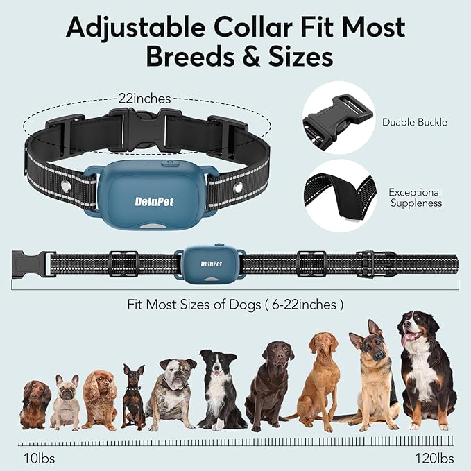 Delupet Dog Shock Collar 2 Dogs- 4500FT Dual-Direct Dog Training Collars with Remote for Small Medium Large Dog, IPX8 Waterproof Rechargeable E-Collar with Beep(1-8), Vibration(1-3), Shock(0-99), Blue