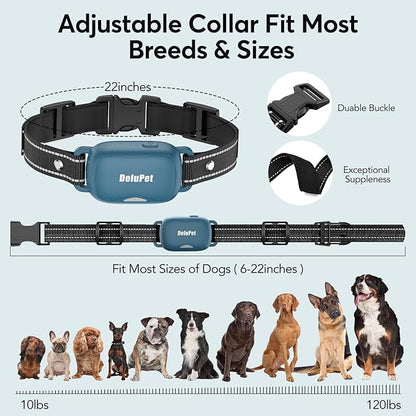 Delupet Dog Shock Collar 2 Dogs- 4500FT Dual-Direct Dog Training Collars with Remote for Small Medium Large Dog, IPX8 Waterproof Rechargeable E-Collar with Beep(1-8), Vibration(1-3), Shock(0-99), Blue