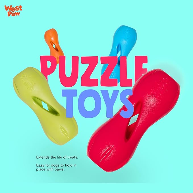 West Paw Zogoflex Qwizl Interactive Treat Dispensing Dog Puzzle Treat Toy for Dogs, Granny Smith, Small