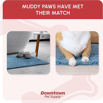 My Doggy Place Dog Mud Mat, 31" x 20" Faded Denim – Thick Microfiber Entry Rug for Snow, Mud & Salt – Absorbent, Quick-Dry, Washer-Safe & Non-Slip, Medium