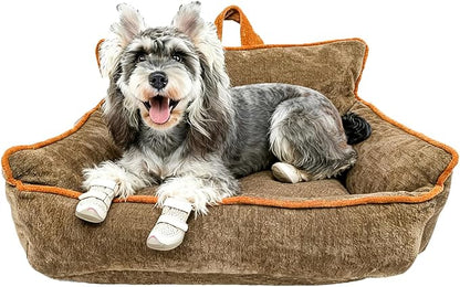 RAFASAFA Small Dog Bed, Washable Pet Bed with Removable Cover, with Sides, Carry Handle & Side Pockets .Plush Chenille Orthopedic Pet Bed Couch for Small Breed Dogs & Cats .Calming