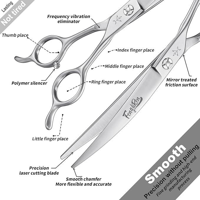 High-end Professional Dog Grooming Curved Scissors Pet Curved Shears 7 Inches Extremely Very Sharp Made Of Stainless Steel Alloy By Hand For Dog Cat Groomer