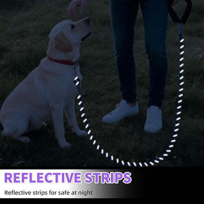 Mile High Life Reflective Dog Leash, with Comfortable Padded Handle, Purple Nylon Rope Leash with Steel Tips, Heavy Duty 4 Feet Pet Leashes (Purple,72 Inches)