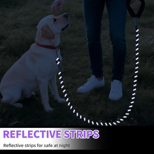Mile High Life Reflective Dog Leash, with Comfortable Padded Handle, Purple Nylon Rope Leash with Steel Tips, Heavy Duty 4 Feet Pet Leashes (Purple,60 Inches)