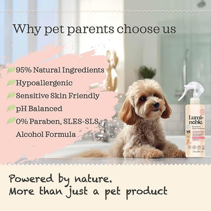Sensitive Dog Deodorizing Spray Perfume, Oatmeal Formula Pet Cologne,Hypoallergenic Detangler Spray, Alcohol Free, Pet Odor Neutralizer for Puppies, White Musk Scent to Refresh The Skin and Coat, 8oz