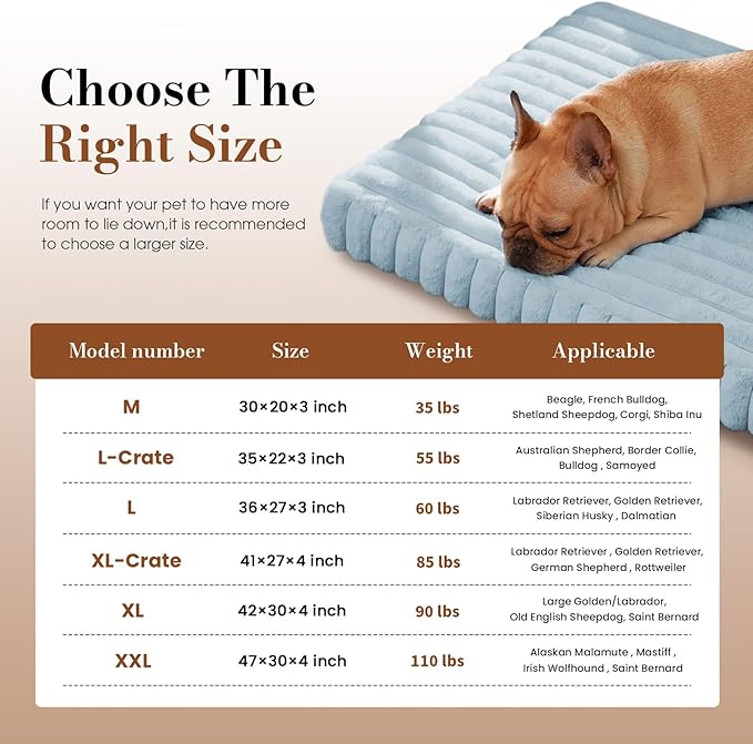 Cozila Extra Large Dog Bed for Crate, Orthopedic Dog Bed with Waterproof Lining, Soft Short Plush Surface & Egg Crate Foam, Machine Washable Pet Bed with Removable Cover & Anti Slip Bottom