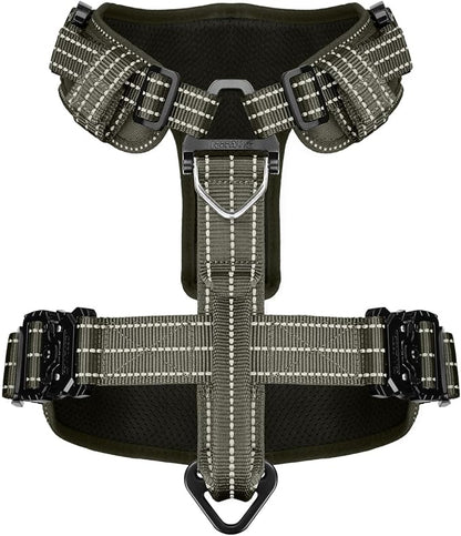 ICEFANG Dog Strap Harness with 4 x Metal Buckles,for Large Sized Dog,K9 Vest,Y-Shape Chest,Adjustable Pet Harness,No-Pull Front Leash Clip (Large (Pack of 1), Green)