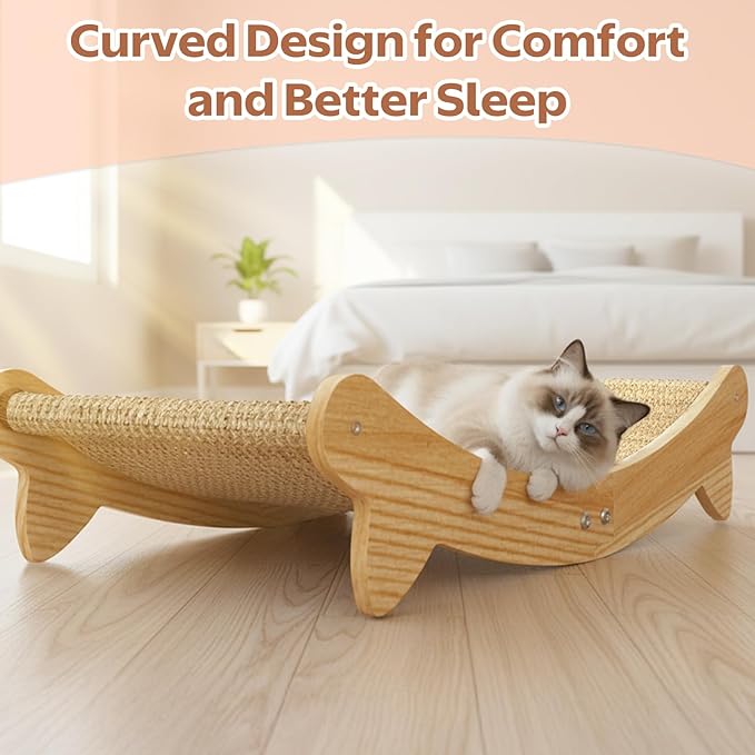 CozyLazy Cat Scratcher Bed – Durable Arc-Shaped Cat Bed & Scratch Pad, Natural Sisal Mat Hammock for Kittens and Adult Cats